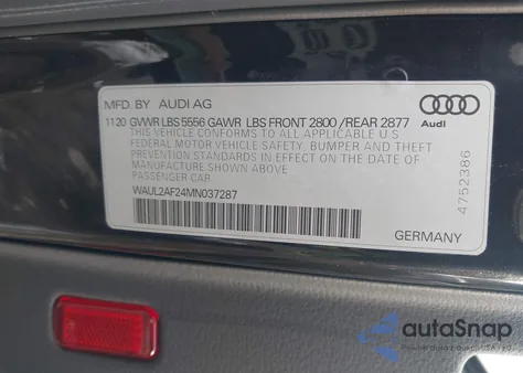 2021 Audi A6 Premium Plus 55 Tfsi Quattro S Tronic z USA, uszkodzony, nr VIN WAUL2AF24MN037287